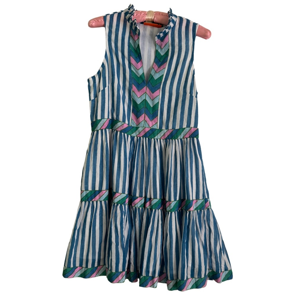 Oliphant sleeveless ruffle collar mini dress